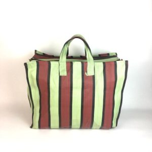 GREEN RUST STRIPE ZIP BAG