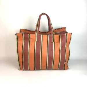 ORANGE RUST STRIPE ZIP BAG