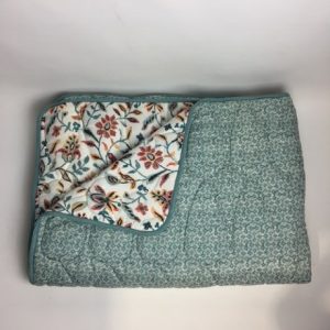 TEAL FINE FLOWER WHITE BIG FLOWER 135x195cm
