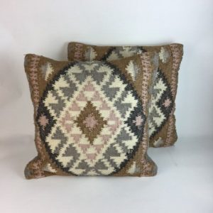 STONE PINK GREY AFGHAN RUG