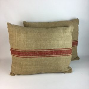STONE RED STRIPE FRENCH LINEN