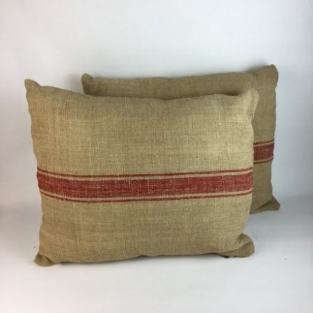 STONE RED STRIPE FRENCH LINEN