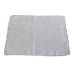 light grey fringed placemat