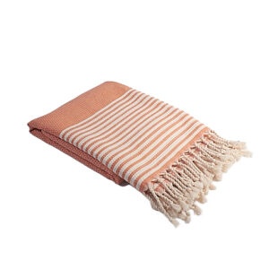 orange and cream striped tassled sarong
