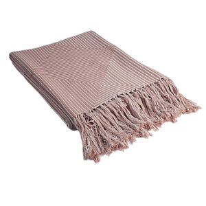 dusty pink with creamsquare design throw