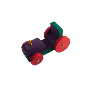 green red purple wooden tractor