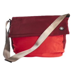 maroon red & grey strap laptop bag