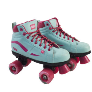 aqua / pink size 8 rollerskates