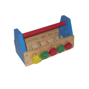 BLUE RED WOODEN SCREWS TOOLBOX