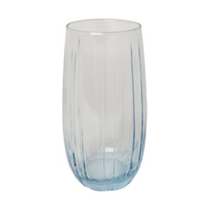 BLUE FACETED TALL GLASS