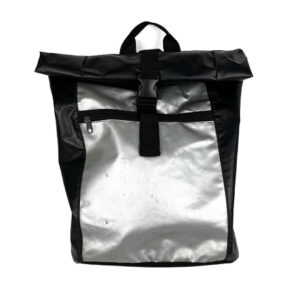 SILVER BLACK VINYL BACKPACK