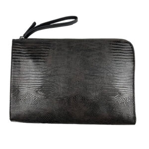 DARK BROWN FAUX SNAKE LAPTOP BAG