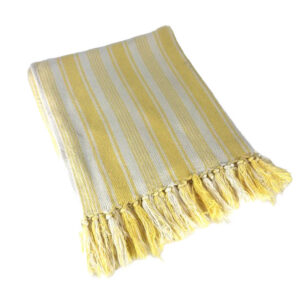 YELLOW WHITE STRIPED HEAVY COTTON