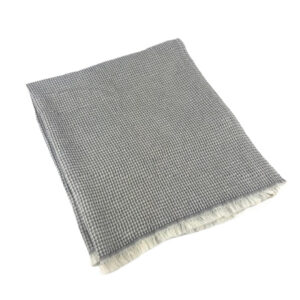 GREY WAFFLE FRAYED EDGE TOWEL