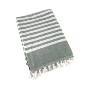 GREEN WHITE STRIPE THIN TOWEL