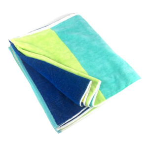 BLUE GREEN TURQUOISE WIDE STRIPE TOWEL