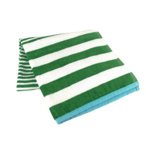 GREEN STRIPE TURQUOISE EDGE TOWEL