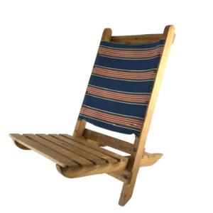 BLUE RED STRIPE CANVAS WOODEN CHAIR