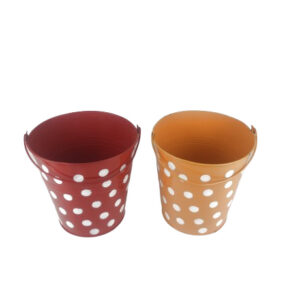 RED ORANGE DOT METAL BUCKET
