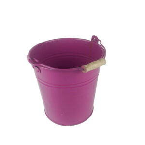 PINK METAL WOODEN HANDLE BUCKET