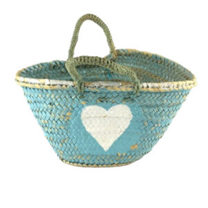 BLUE WHITE HEART TINY BASKET