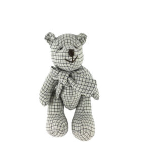 WHITE GREY CHECK COTTON BEAR