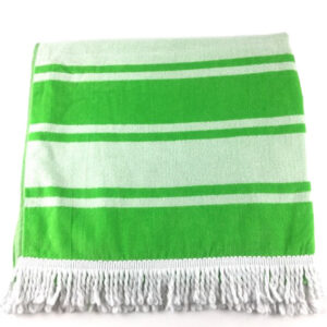 GREEN STRIPED TOWEL TASSLED