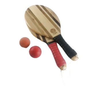 BLACK RED WOODEN TWO TONE BEACH BATS SET