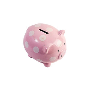 pink white polkadot piggybank