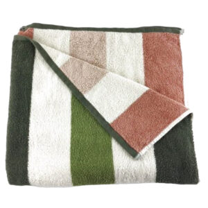 OLIVE PINK DARK GREEN STRIPED XL TOWEL
