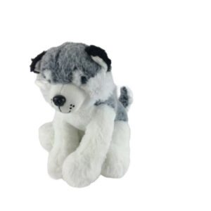 GREY WHITE DOG SOFT TOY