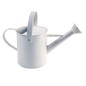 WHITE METAL WATERING CAN