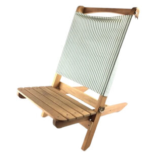 GREEN WHITE STRIPE WOODEN CHAIR
