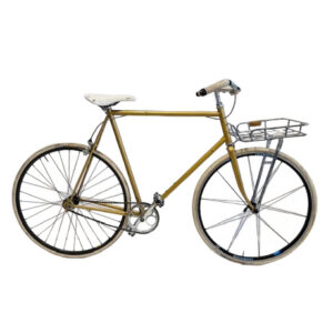 city bike gold white wheels steel basket