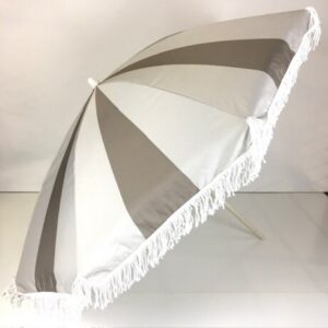 GREY WHITE STRIPED FRINGED