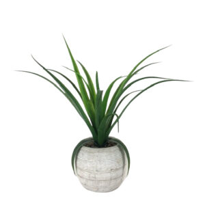 LONG LEAVES FAUX IN WHITE/GREY POT