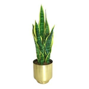 FAUX SNAKE PLANT IN BRONZE POT