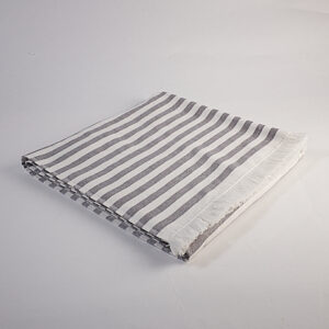 GREY WHITE STRIPE TASSLE TOWEL