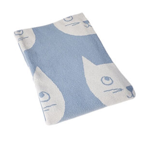 BLUE WHITE CAT BLANKET