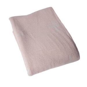 PINK WHITE CROSS KNIT BABY BLANKET