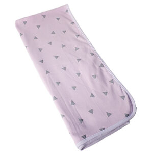 PINK GREY TRIANGLE COTTON KNIT BABY BLANKET