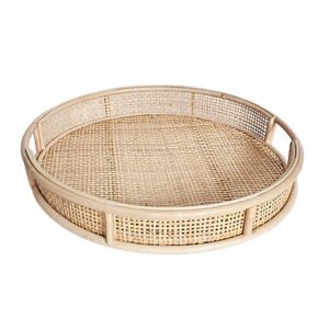 FINE WOVEN RATTAN SMALL ROUND TRAY