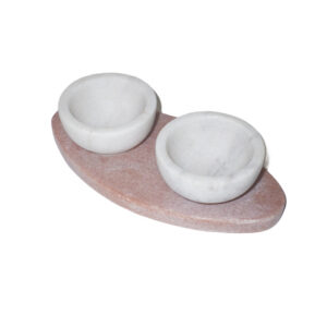 PINK WHITE MARBLE SALT/PEPPER BOWLS