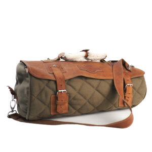 olive quilted canvas & leather hold all